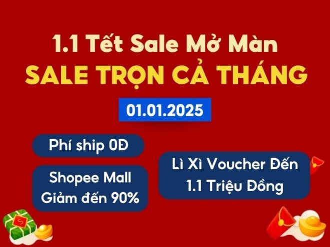 mua sắm giảm giá tháng 1/2025 tại Shopee Việt Nam